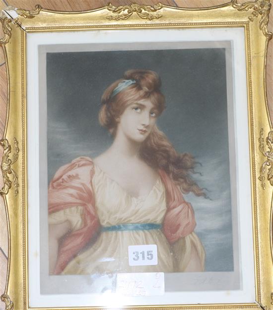 Five assorted mezzotints, portraits of 18th century ladies, largest 32 x 25cm